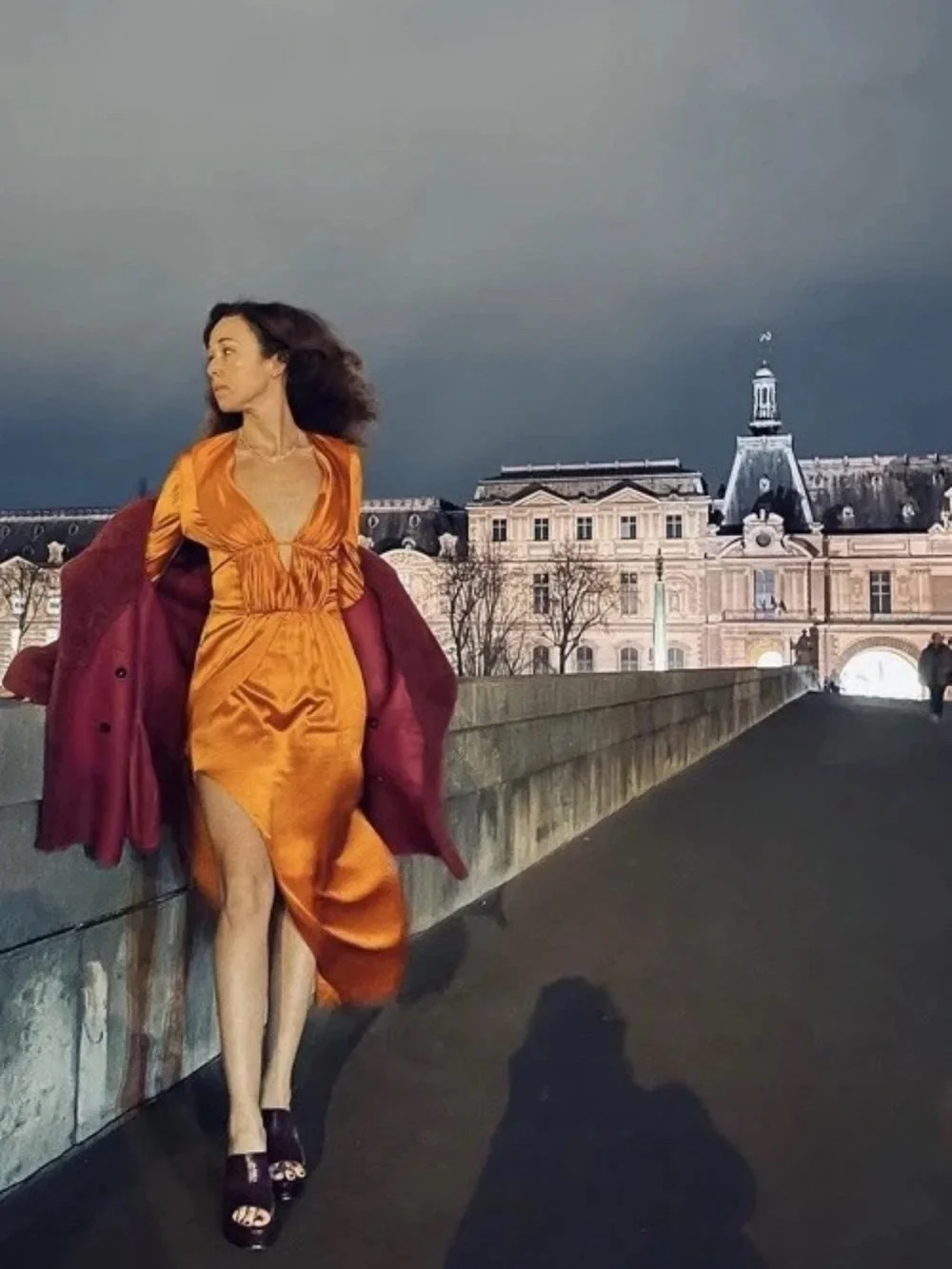 NWT Alejandra Alonso Rojas Orange Midi Satin Silk Dress Nwt Sz 8    E